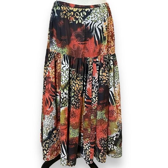 New Direction Maxi Skirt Women's M Stretch Waist Boho Hippie Warm Fall Colors - Picture 6 of 10